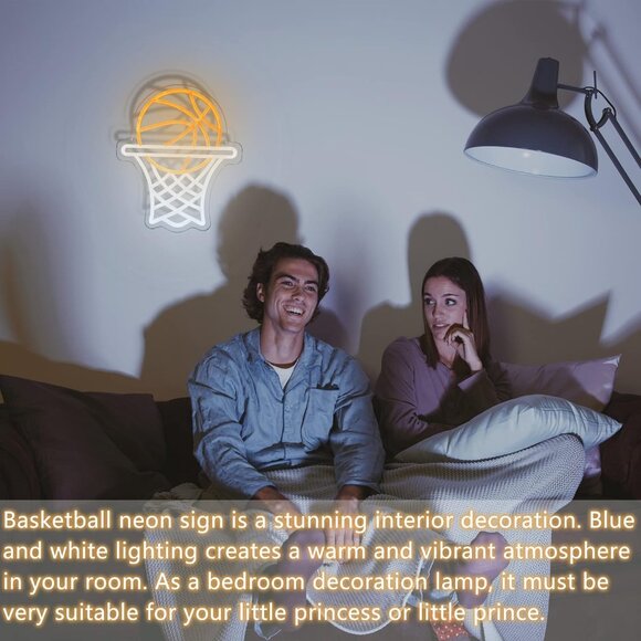 Basketball Yellow Led Neon Signs for Wall Decor USB Powered Bedroom Game Room - Picture 4 of 6